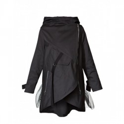 Дамско палто с тюл в черно